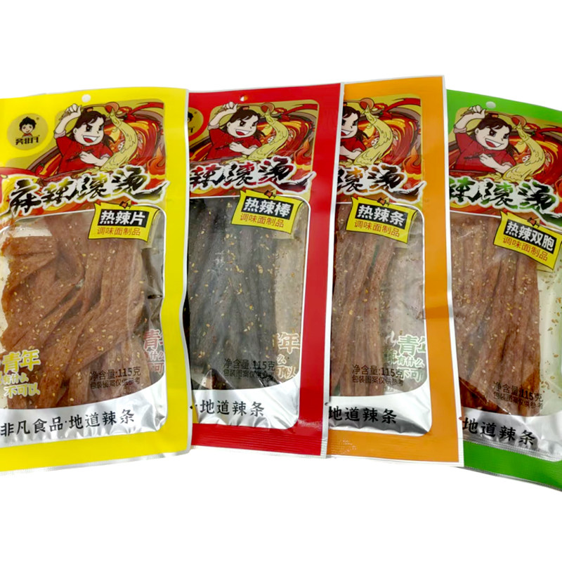 吴非凡麻辣辣条多款口味辣片香辣棒大面筋素牛板筋装重庆怀旧零食