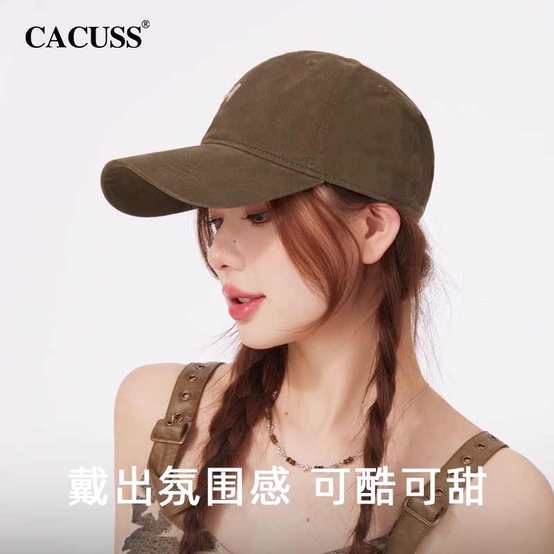 CACUSS春夏帽子女新款显脸小纯棉棒球帽休闲透气遮阳鸭舌帽防晒男