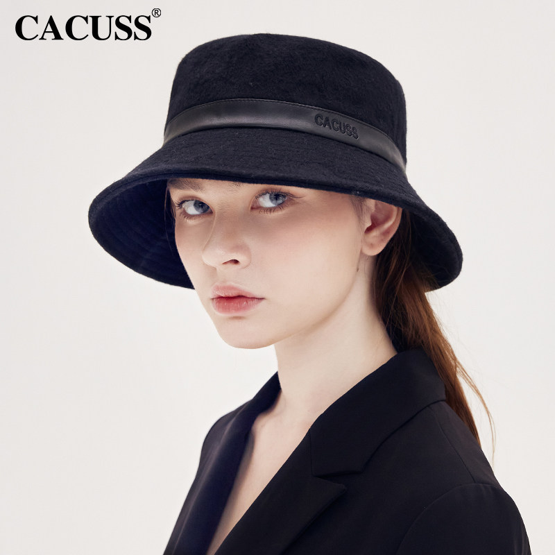 CACUSS帽子女秋冬黑色毛呢保暖渔夫帽百搭英伦复古印花盆帽礼帽潮属于什么档次？