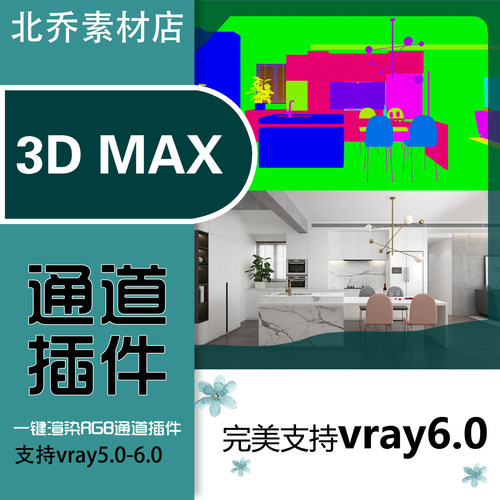 3DMAX渲染通道RGB插件支持vray6.0及以上脚本材质贴图全景通道