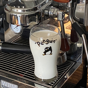 自制小众可爱企鹅果汁杯ins风复古啤酒杯夏季大容量大肚喝水杯子