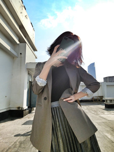 小西装外套女 2021春装新款 韩版chic中长款显瘦宽松气质休闲西服