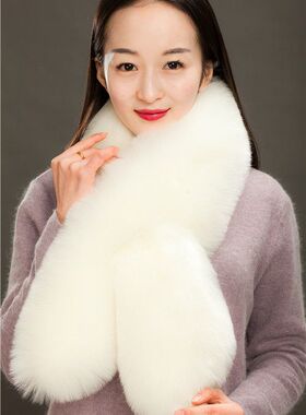 2023新款韩版秋冬季保暖加厚仿狐狸毛皮草围巾毛毛围脖女士毛领子