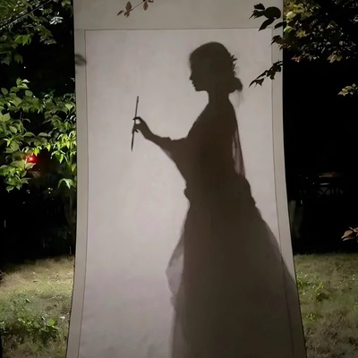 一秒入画卷轴影子画中仙古风宣纸挂轴跳舞透光画中人舞蹈拍摄道具