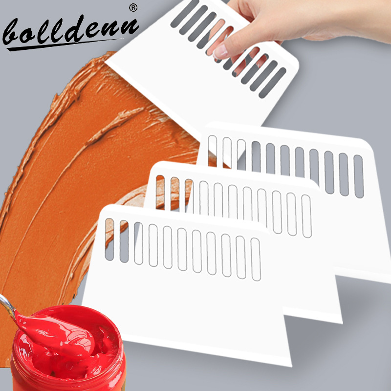 儿童绘画颜料刮板创意diy涂鸦肌理画丙烯画专用加大加厚塑料刮板