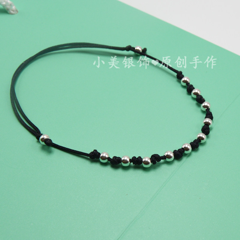 脚链红绳手链925银珠礼物图片