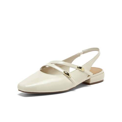 百思图2025夏季商场新款舒适通勤粗跟后空女玛丽珍凉鞋F1208BH5