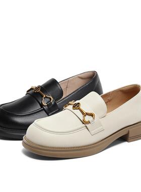 森达乐福鞋女2024春新商场同款舒适柔软马衔扣小皮鞋女鞋SXG01AA4