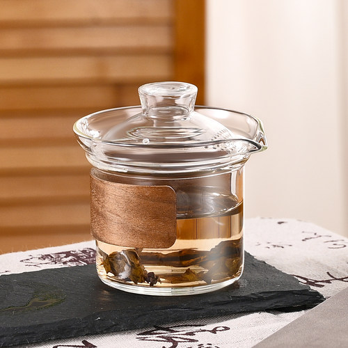 玻璃盖碗茶杯家用防烫手抓壶泡茶碗单个高档不烫手泡茶杯功夫茶具