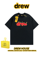Кожа одежды drew house字母火焰短袖t恤潮牌高街贾斯汀比伯宽松情侣纯棉上衣