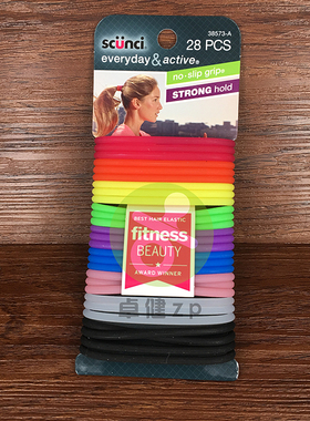 美国原装Scunci思恳希运动硅胶防滑发圈绳 瑜伽弹力皮筋发饰38573