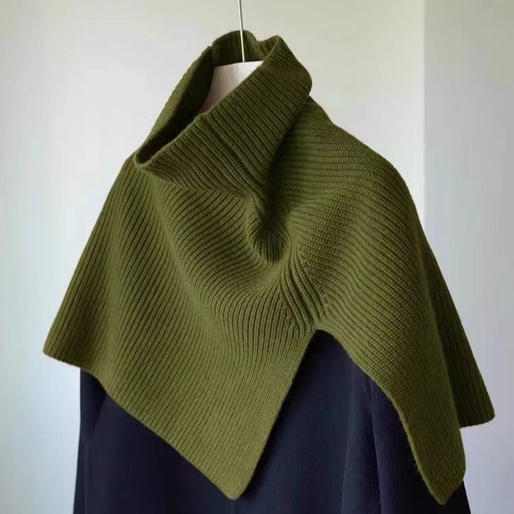 不规则针织围脖保暖脖套女秋冬季新款高领套头外搭叠穿披肩围巾厚