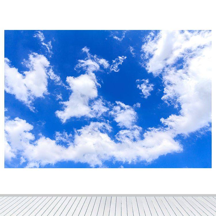 蔚蓝的天空晴天青天蓝天白云客厅卧室墙贴装饰画青空晴空自粘壁画