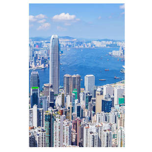 香港维多利亚港城市建筑风景画海报贴画客厅房间酒店墙画5