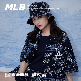 2022夏季 MLB男女款 潮31WSH3131 衬衫 LA腰果花宽松时尚 运动短袖 新款