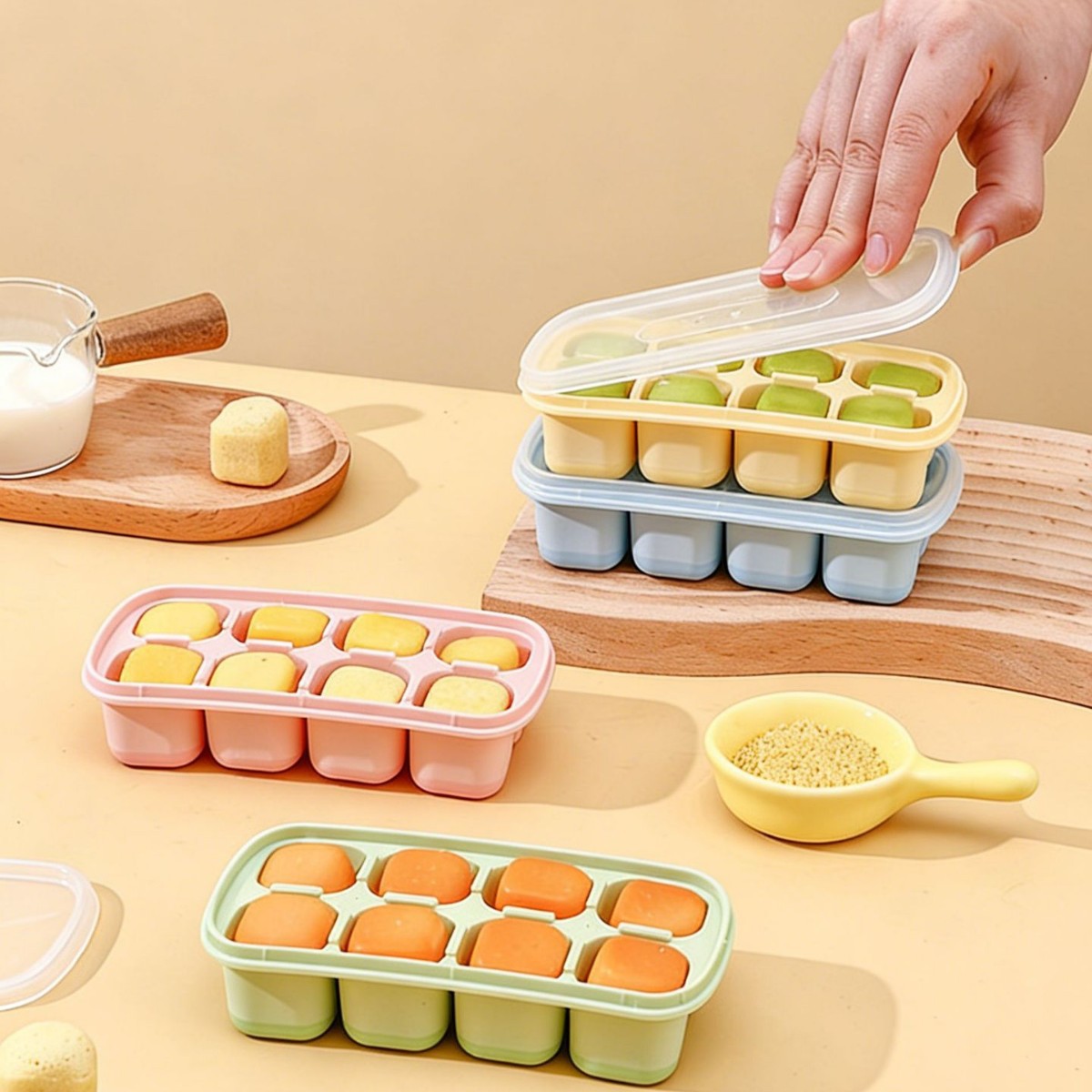 TPE冰格果冻酸奶冰块模具冰格制冰盒食品级制冰容器冰箱制冰工具