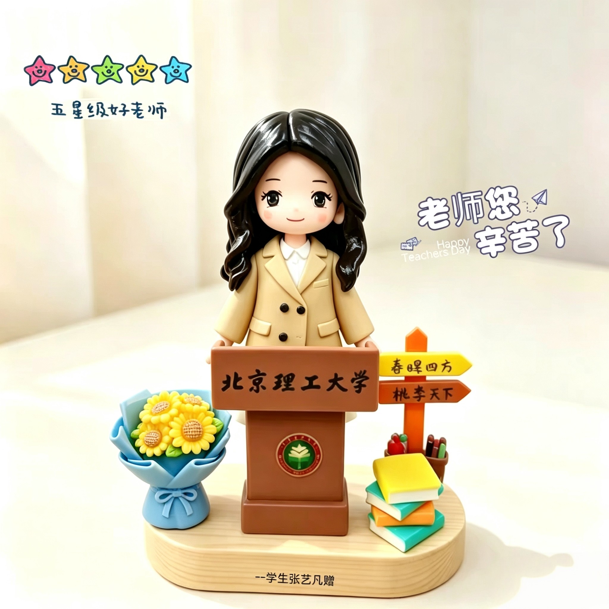 教师软陶泥塑diy定制石塑粘土人偶生日摆件送老师真人Q版摆件礼物图片