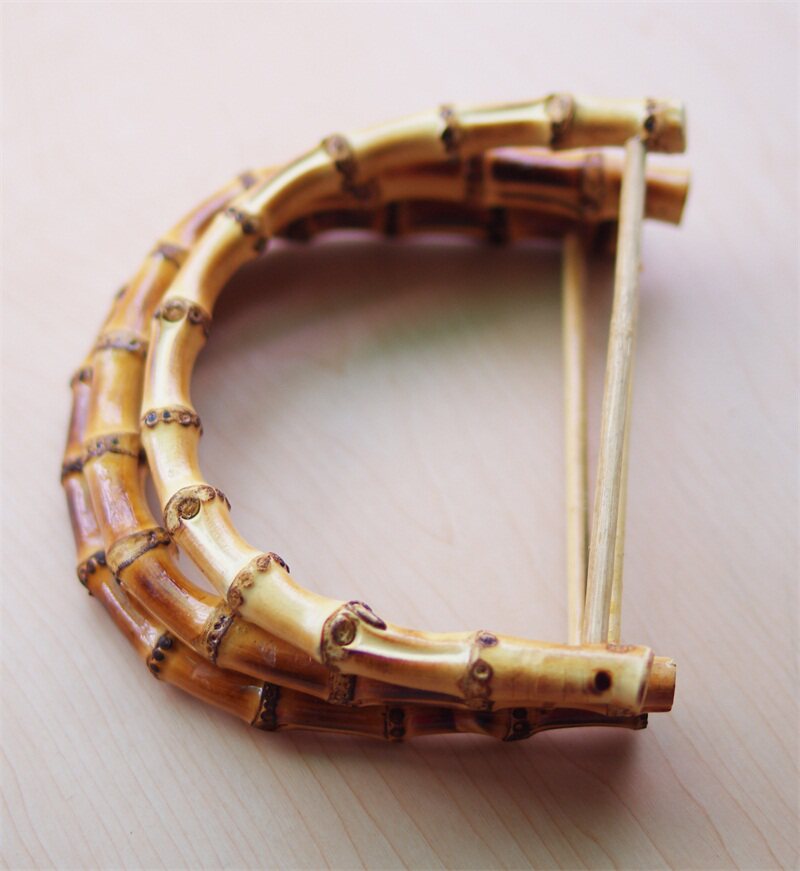 새로 도착한 D 형 골동품 대나무 손으로 감싼 DIY 가방 액세서리 핸들 패브릭 짠 가죽 한 쌍 18위안