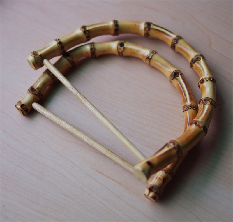 새로 도착한 D 형 골동품 대나무 손으로 감싼 DIY 가방 액세서리 핸들 패브릭 짠 가죽 한 쌍 18위안