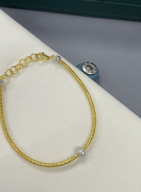 意大利轻奢高级感925银镀金个性设计款手环绕丝工艺手链女