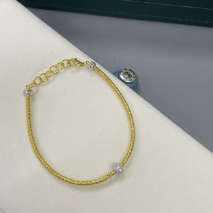 意大利轻奢高级感925银镀金个性设计款手环绕丝工艺手链女