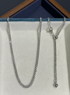 S925纯银肖邦链可调节长度心形尾珠全调项链 百搭气质长款毛衣链