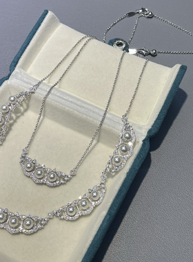 豌豆公主珍珠蕾丝女王S925银镀金欧美风经典时尚轻奢精致气质项链