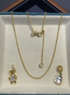 S925银镀18k金泡泡珍珠链项链女素链条百搭万能链时尚抽拉调节链