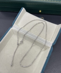 S925银项链可穿吊坠肖邦链纯银镀白金链子可调节配翡翠素链