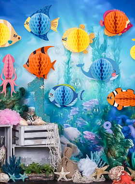 蜂窝海底10件动物海洋摆件节日