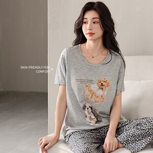 2026尹姿恋夏季女士睡衣短袖可爱印花套装家居服可外穿 263173