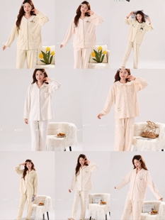 雨润百合2025秋冬新款女士睡衣海岛绒甜美可外穿开扣减龄家居服套