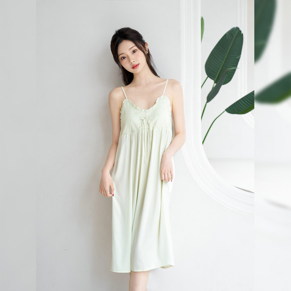 2026春季新款弗帝妮冰雪丝带胸垫吊带长裙舒适透气可外穿女士睡裙