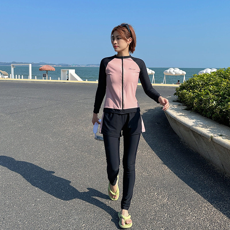 韩国大码潜水服女士分体保守防晒泳衣运动冲浪长袖长裤沐赛伊泳装