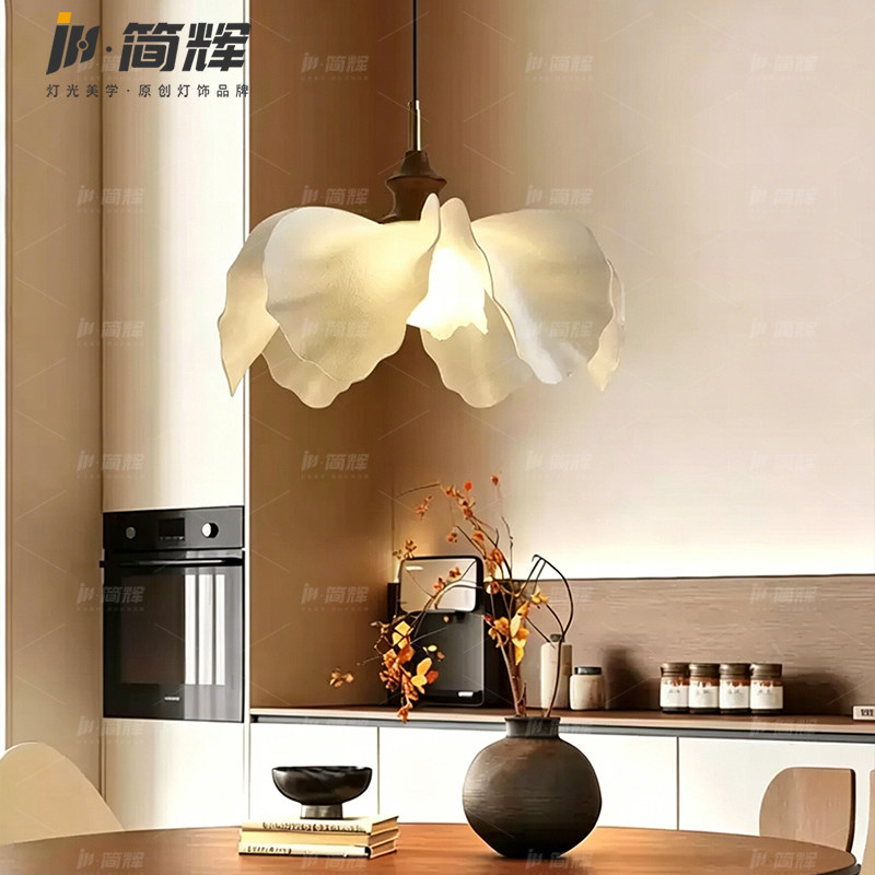 现代简约中古风法式复古橡木花瓣吊灯卧室书房餐厅民宿吸顶两用灯