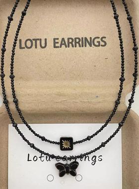 Lotu earrings-清冷黑色系串珠项链合集