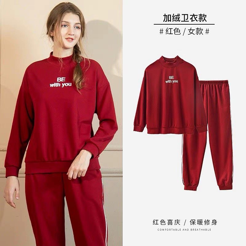 绮瑞男女情侣不倒绒长袖加厚睡衣