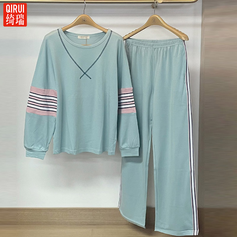 绮瑞秋冬纯棉长袖休闲圆领家居服