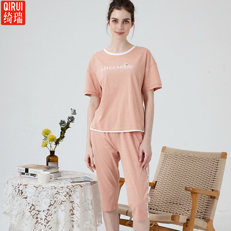 绮瑞女士薄棉短袖七分裤家居服