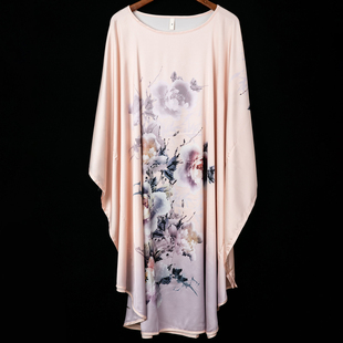 2025新款真丝睡裙女秋冬短袖宽松大码高级家居丝绸睡衣可外穿睡袍