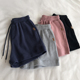 韩版 a字阔腿热裤 百搭显瘦休闲短裤 纯色运动短裤 女夏季 洋气小皮标