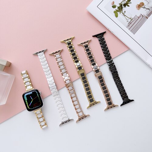 苹果手表s8陶瓷表带iwatch7钢带