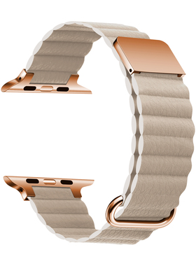 荔枝纹皮质磁吸适用applewatch11苹果s10代6SE3静静的表带iwatch9