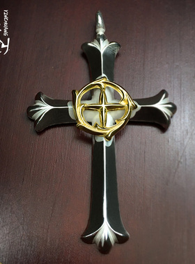 鹫见太郎18k金纯银十字架吊坠