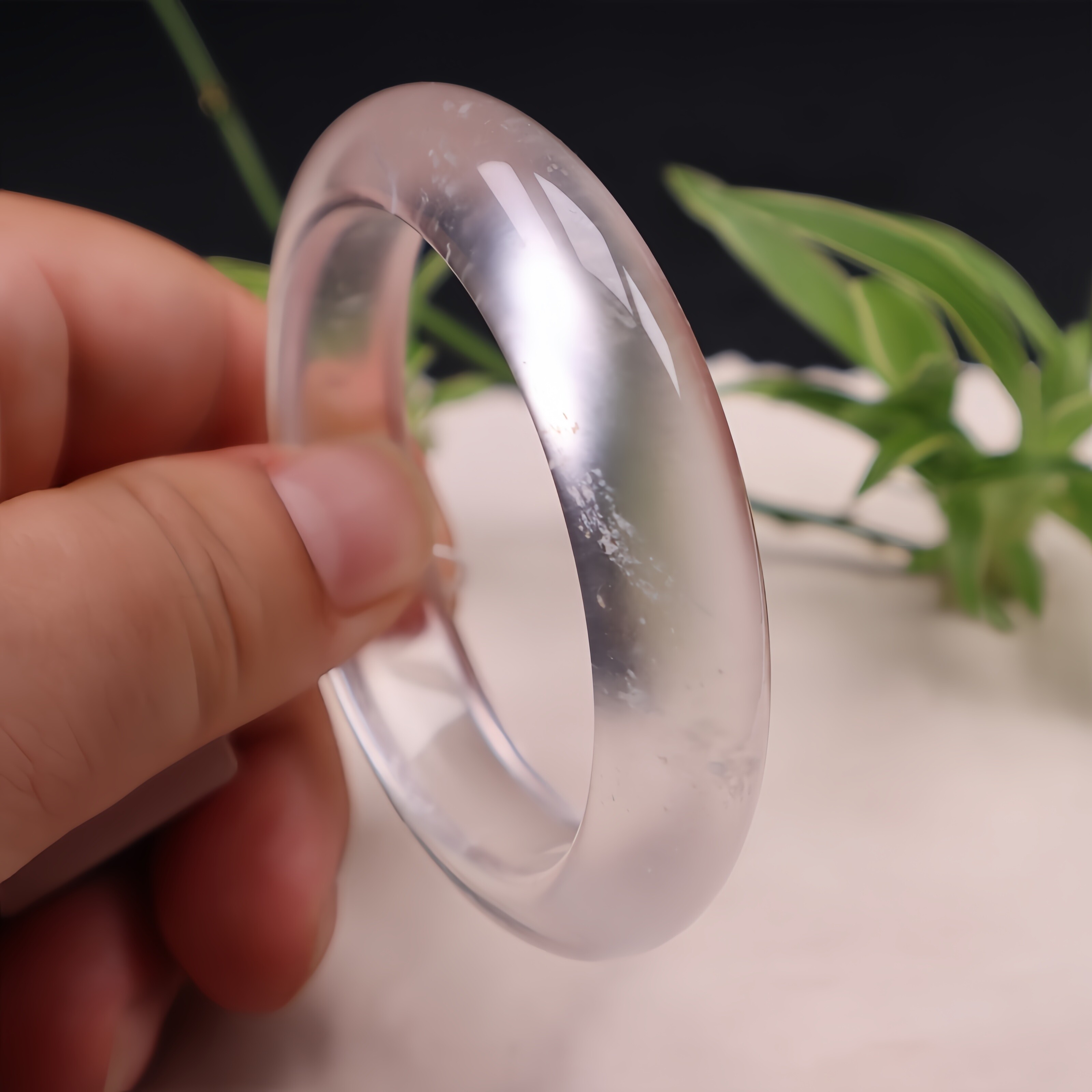 3小圈天然高冰种白冰玻璃种原色无优化缅甸水沫玉手镯饰品