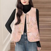 气质无袖 重工提花坎肩马甲背心女秋季 盘扣上衣 国风2026新款 新中式