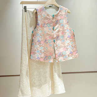 2026新中式 国风马夹中国风印花外穿马甲女网红设计感 减龄早秋款