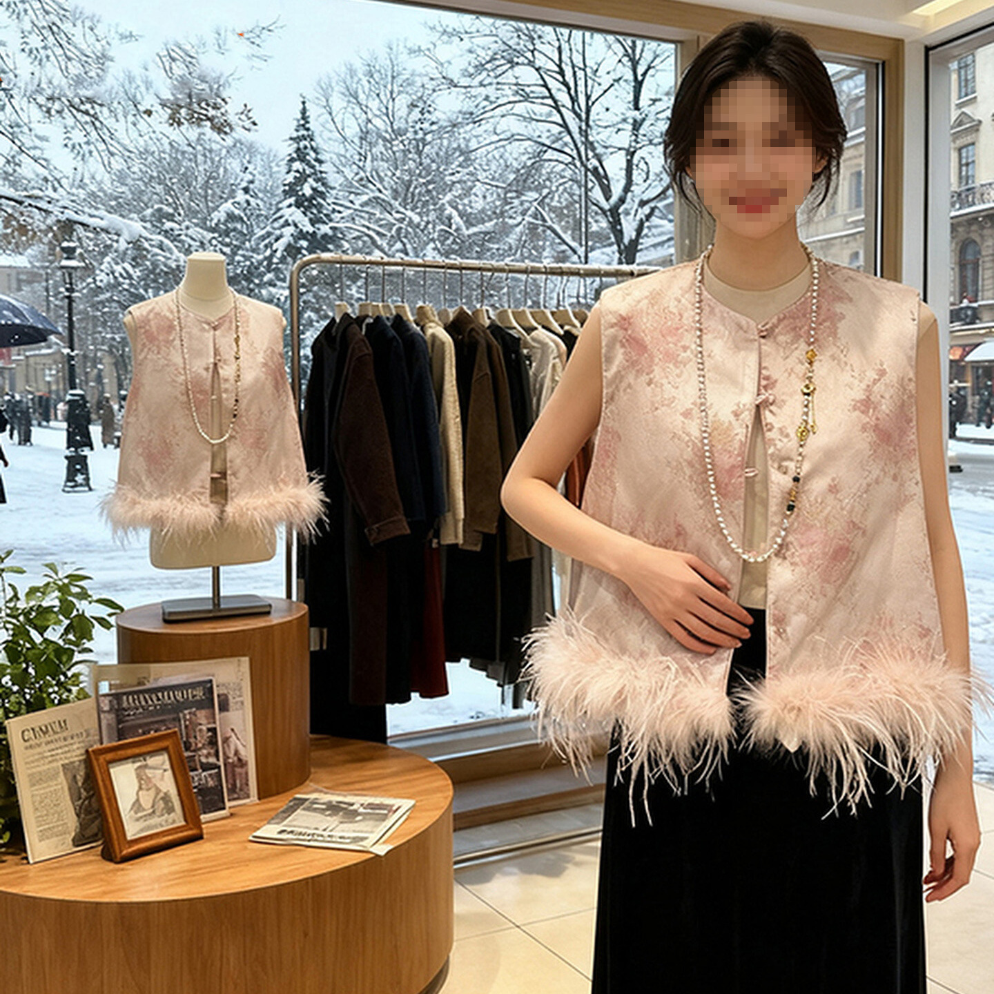 2025时尚新款新中式提花马夹坎肩背心复古国风夹棉加厚马甲女上衣