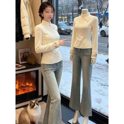 2025年秋冬新中式国风立领衬衫