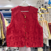 新中式 背心金色扣喜庆坎肩外穿马夹 国风葫芦暗纹马甲女拜年服无袖